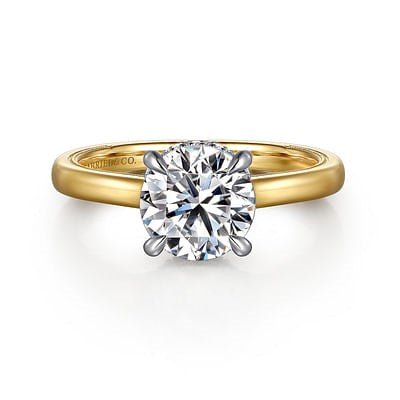Gabriel & Co. Round Diamond Hidden Halo Solitaire Semi - Mount Engagement Ring in 14K Yellow Gold (0.11ctw) - MJ Christensen Diamonds