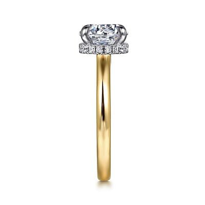 Gabriel & Co. Round Diamond Hidden Halo Solitaire Semi - Mount Engagement Ring in 14K Yellow Gold (0.11ctw) - MJ Christensen Diamonds
