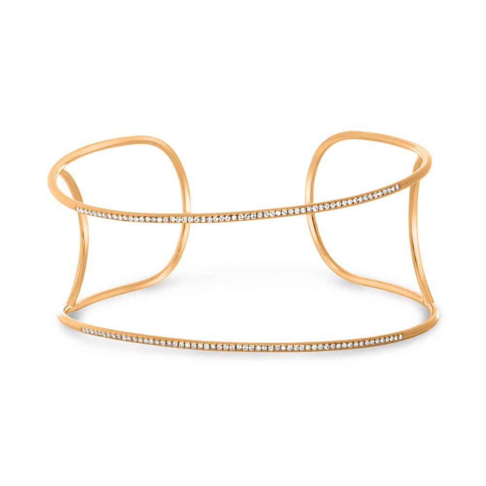 Gabriel & Co Round Diamond Horseshoe Bangle Bracelet in 14K Rose Gold (0.32ctw) - MJ Christensen Diamonds