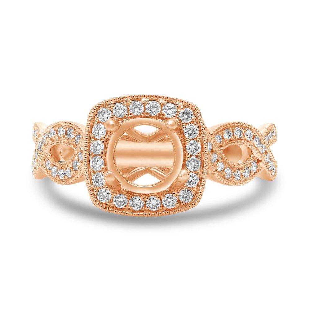 Gabriel & Co. Round Diamond Infinity Halo Semi - Mount Engagement Ring in 14K Rose Gold (0.32ctw) - MJ Christensen Diamonds