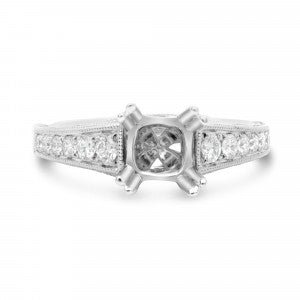 Gabriel & Co. Round Diamond Milgrain Semi - Mount Engagement Ring in 14K White Gold (.47ctw) - MJ Christensen Diamonds
