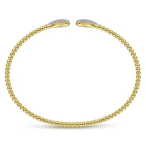 Gabriel & Co Round Diamond Pave Bead Bujukan Bangle Bracelet in 14K Yellow Gold (0.30ctw) - MJ Christensen Diamonds