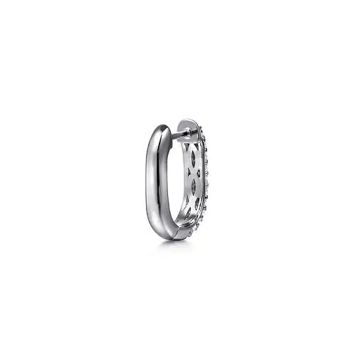 Gabriel & Co Round Diamond Pavé U - Shape Huggie Earrings in 14K White Gold (0.76ctw) - MJ Christensen Diamonds