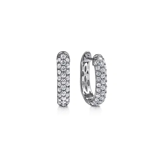 Gabriel & Co Round Diamond Pavé U - Shape Huggie Earrings in 14K White Gold (0.76ctw) - MJ Christensen Diamonds