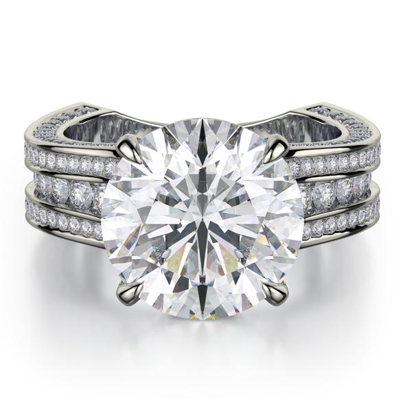 Gabriel & Co. Round Diamond Pave/Channel Semi - Mount Engagement Ring in 18K White Gold (1.45ctw) - MJ Christensen Diamonds