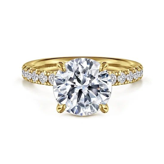 Gabriel & Co. Round Diamond Semi - Mount Engagement Ring in 14K Yellow Gold (0.35ctw) - MJ Christensen Diamonds