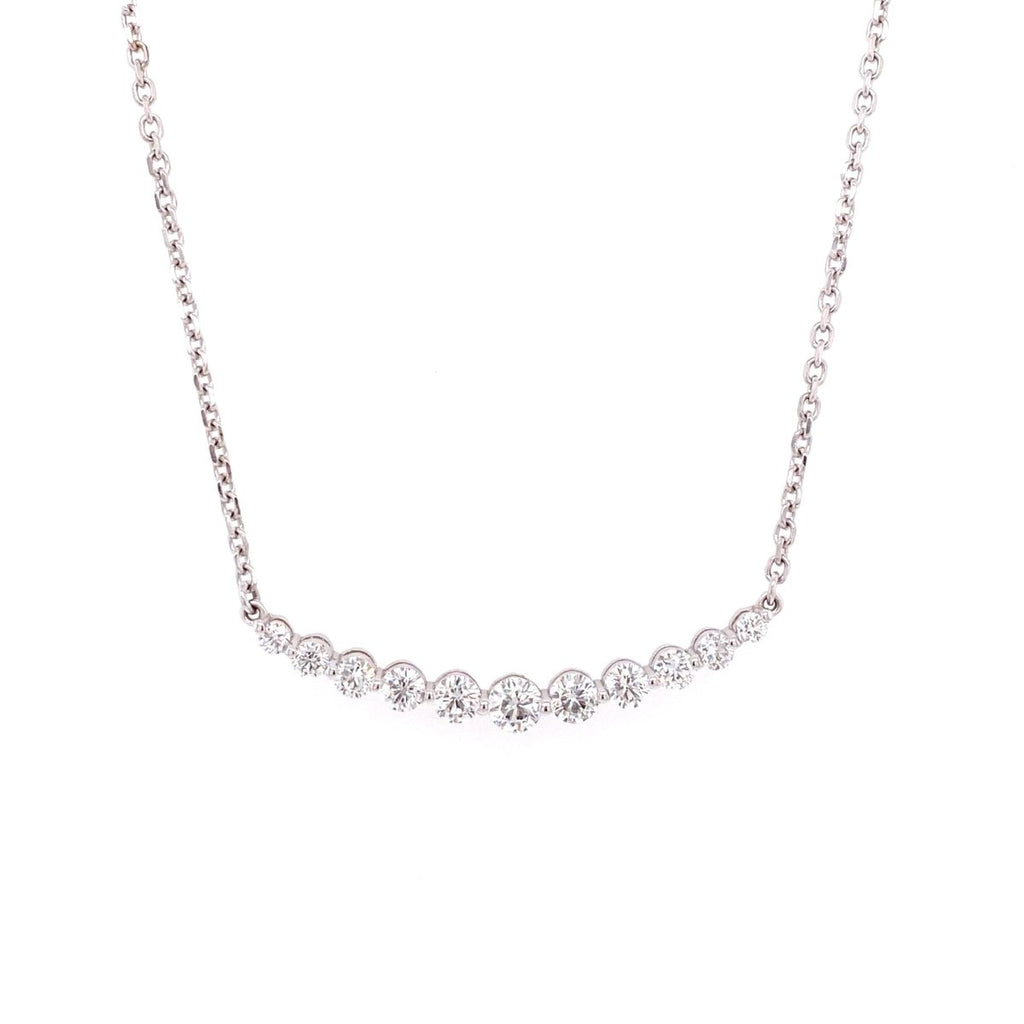Gabriel & Co Round Diamond Smile Pendant Necklace in 14K White Gold (1.00ctw) - MJ Christensen Diamonds