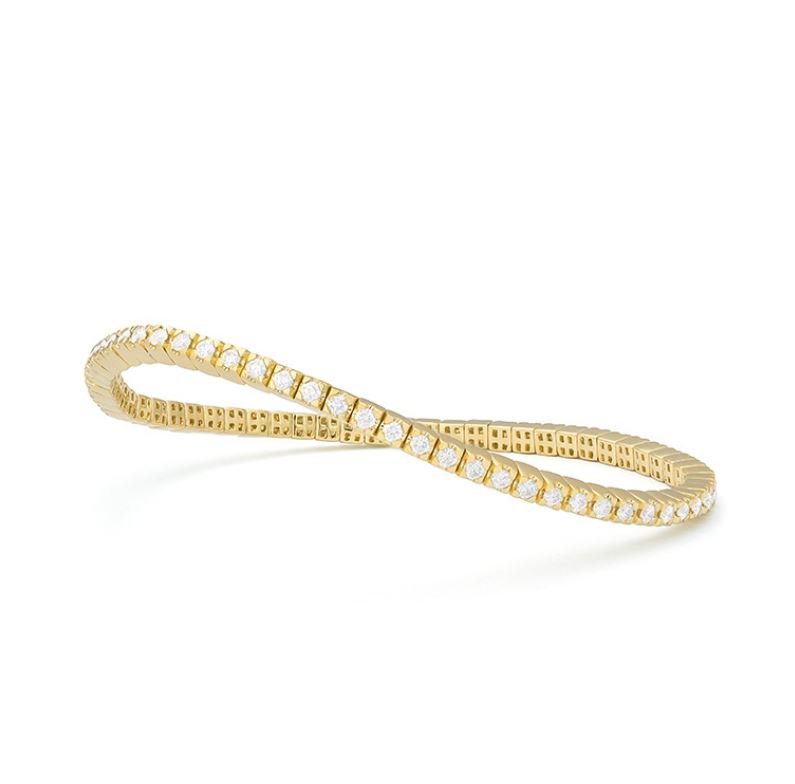 Gabriel & Co Round Diamond Stretch Bangle Bracelet in 14K Yellow Gold (2.30ctw) - MJ Christensen Diamonds