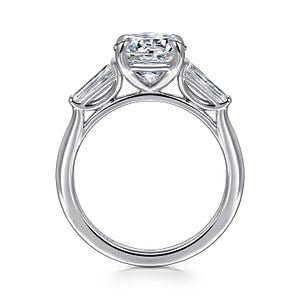 Gabriel & Co. Round Diamond Tapered Baguette Three Stone Semi - Mount Engagement Ring in 14K White Gold (.46ctw) - MJ Christensen Diamonds