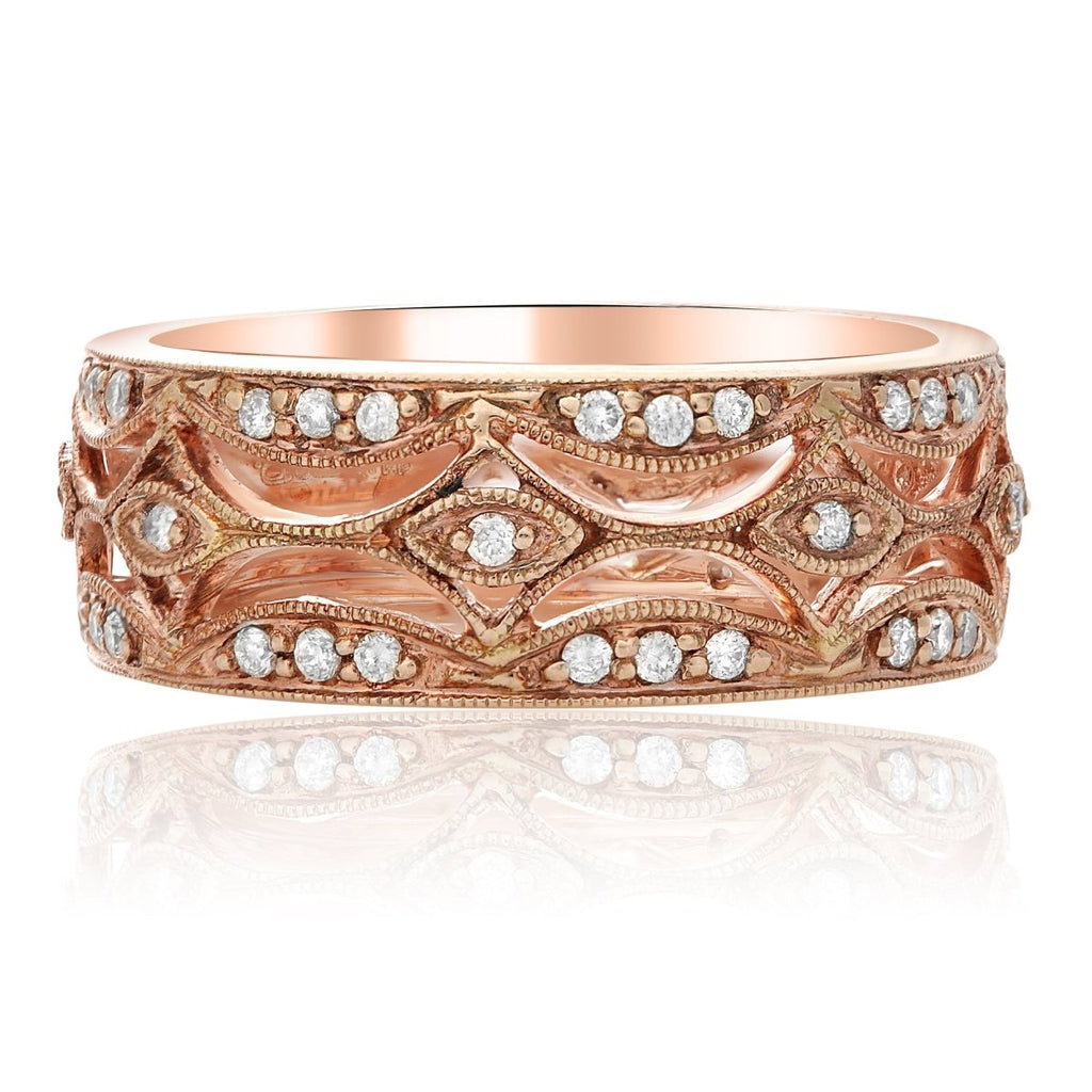 Gabriel & Co Round Diamond Three Row Band in 14K Rose Gold (0.27ctw) - MJ Christensen Diamonds