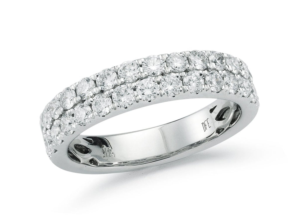 Gabriel & Co Round Diamond Two - Row Anniversary Band in 14K White Gold (1.10ctw) - MJ Christensen Diamonds