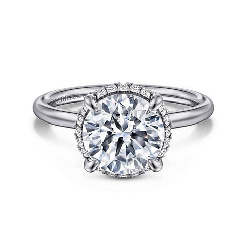 Gabriel & Co. Round Diamond Under Halo Semi - Mount Engagement Ring in 14K White Gold (0.10ctw) - MJ Christensen Diamonds