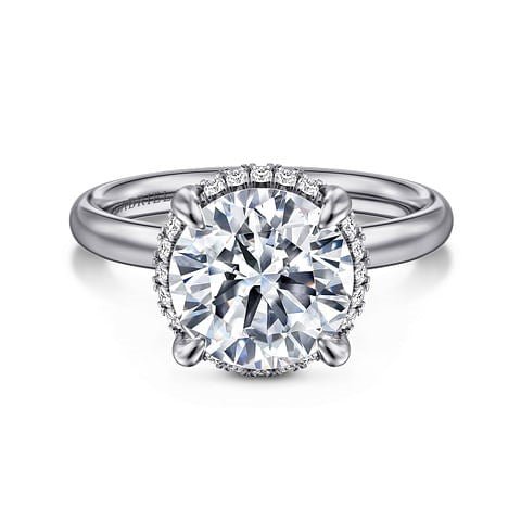 Gabriel & Co. Round Diamond Under Halo Semi - Mount Engagement Ring in 14K White Gold (0.10ctw) - MJ Christensen Diamonds
