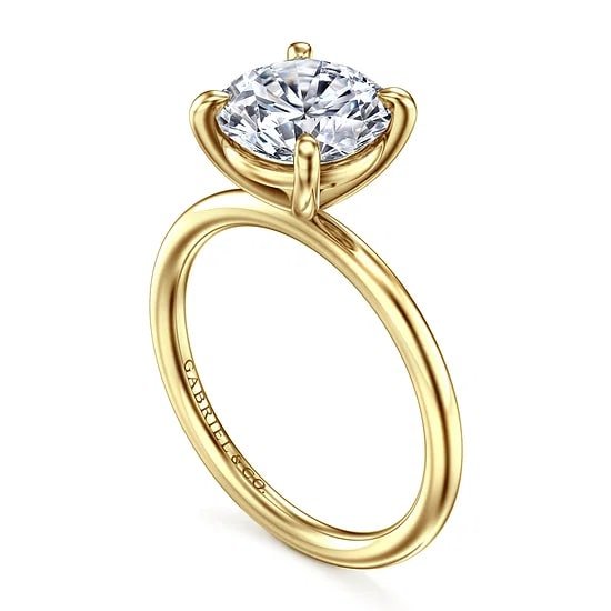 Gabriel & Co. Round Solitaire Semi - Mount Engagement Ring in 14K Yellow Gold - MJ Christensen Diamonds