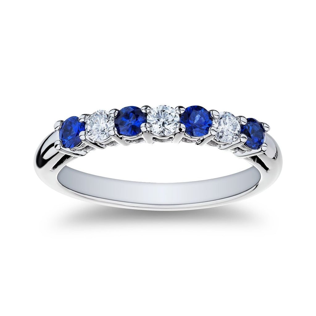 Gabriel & Co Sapphire and Diamond 7 Stone Band in Platinum (0.42ctw) - MJ Christensen Diamonds