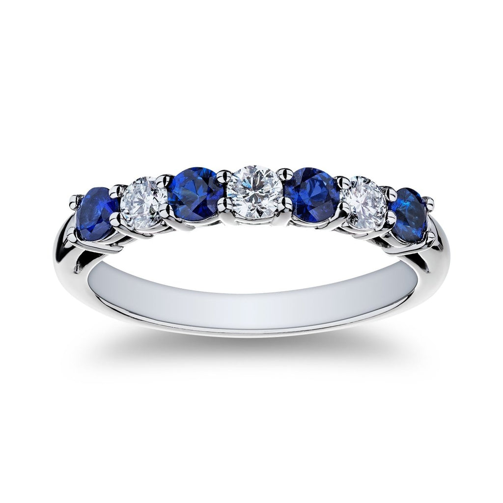 Gabriel & Co Sapphire and Diamond 7 Stone Band in Platinum (0.50ctw Sapphire, 0.30ctw Diamond G+/VS) - MJ Christensen Diamonds