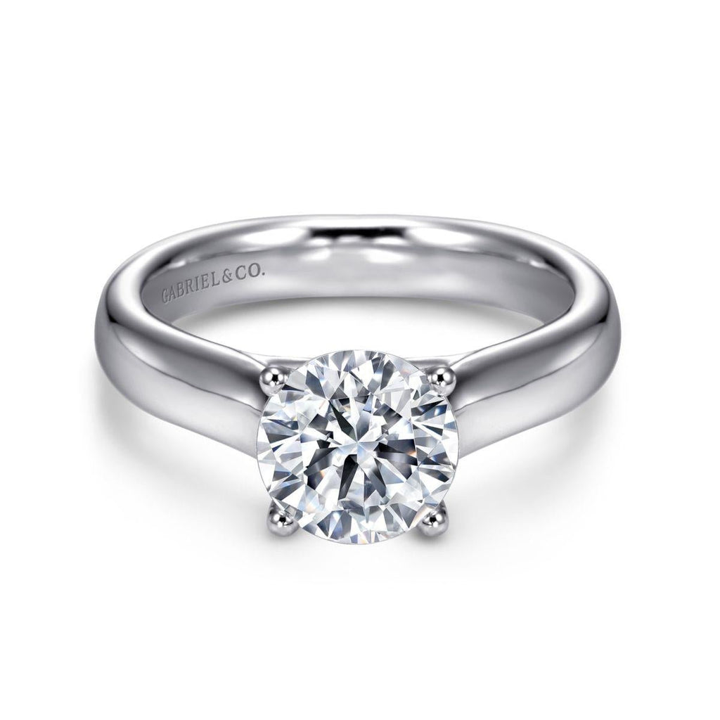 Gabriel & Co. Solitaire Trellis Semi - Mount Engagement Ring in 14K White Gold (2ct CTR) - MJ Christensen Diamonds