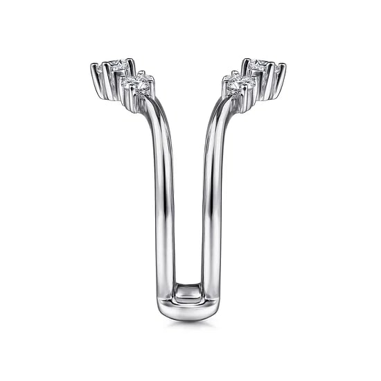 Gabriel & Co Starlight Pointed V Prong Diamond Jacket Band in 14K White Gold (0.48ctw) - MJ Christensen Diamonds