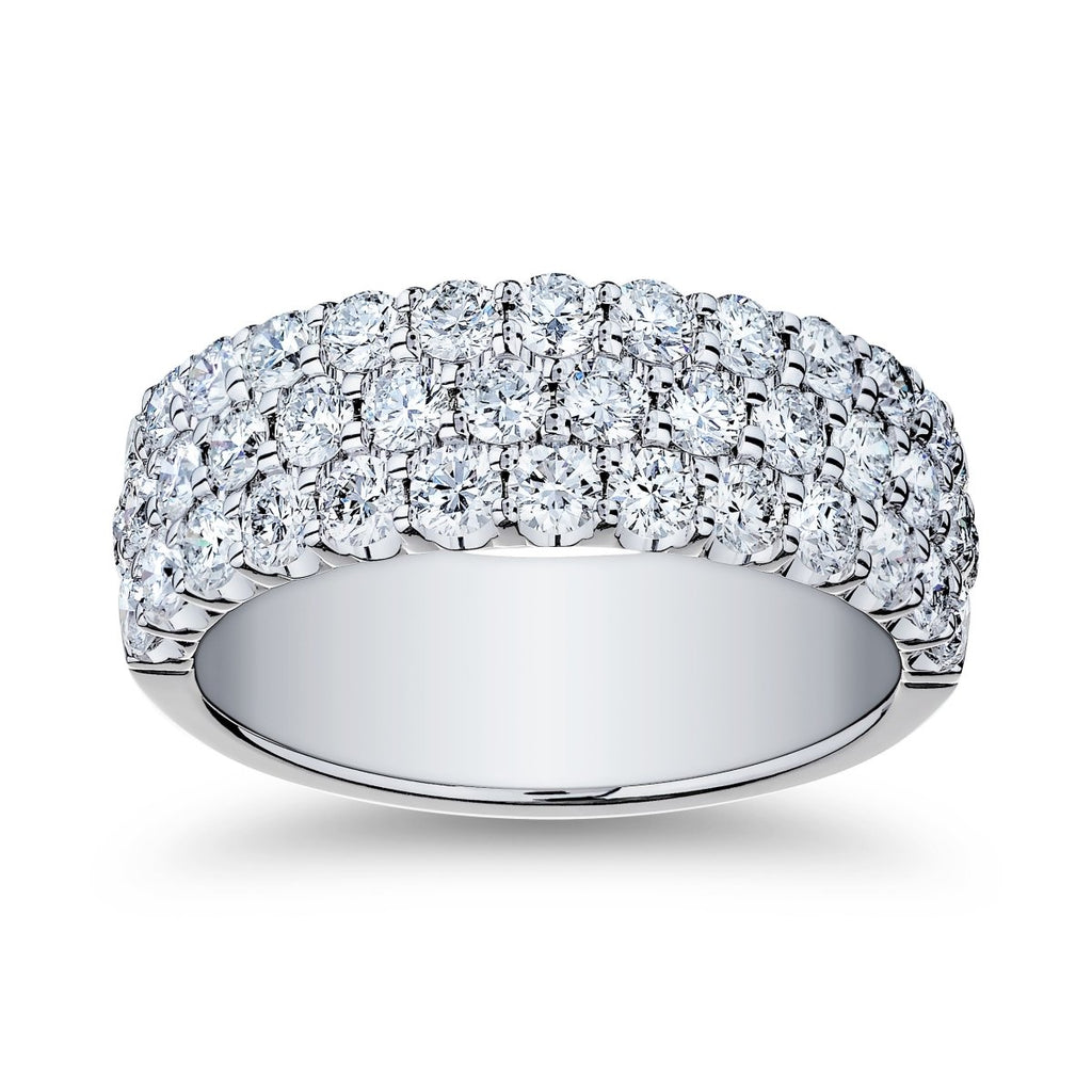 Gabriel & Co Three Row Round Diamond Fashion Ring in 18K White Gold (2.00ctw) - MJ Christensen Diamonds