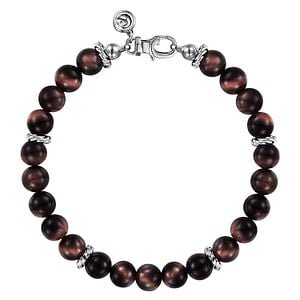 Gabriel & Co Tigers Eye Beaded Bracelet in Sterling Silver (90.09ctw) - MJ Christensen Diamonds