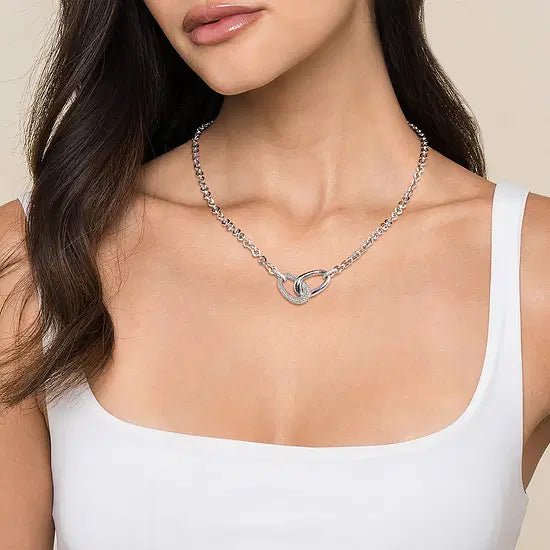 Gabriel & Co White Sapphire Accent Double Link Chain Necklace in Sterling Silver (0.27ctw) - MJ Christensen Diamonds