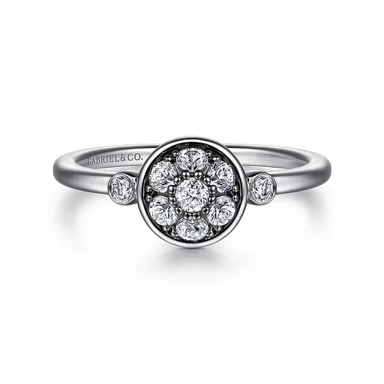 Gabriel & Co White Sapphire and Diamond Bezel Accent Cluster Ring in Sterling Silver (0.35ctw) - MJ Christensen Diamonds