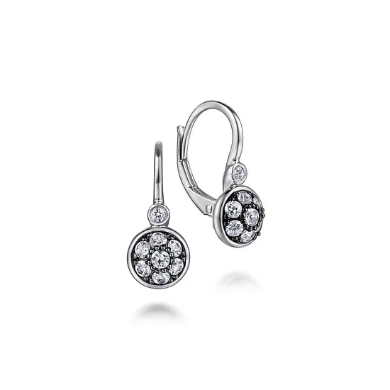 Gabriel & Co White Sapphire and Diamond Bezel Accent Leverback Earrings in Sterling Silver (0.68ctw) - MJ Christensen Diamonds