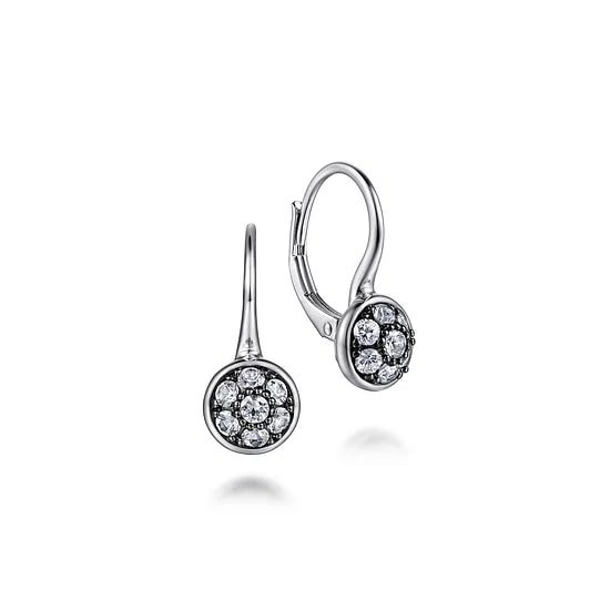 Gabriel & Co White Sapphire Cluster Leverback Earrings in Sterling Silver (0.63ctw) - MJ Christensen Diamonds