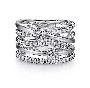 Gabriel & Co White Sapphire Criss Cross Ring in Sterling Silver (0.15ctw) - MJ Christensen Diamonds