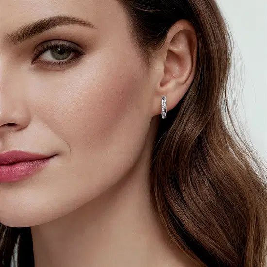 Gabriel & Co White Sapphire Three Row Twist Huggie Earrings in Sterling Silver (0.42ctw) - MJ Christensen Diamonds