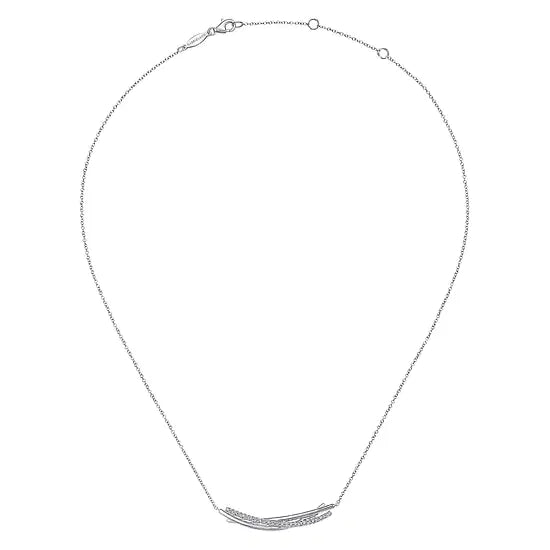 Gabriel & Co White Sapphire Three Row Twist Pendant Necklace in Sterling Silver (0.28ct) - MJ Christensen Diamonds