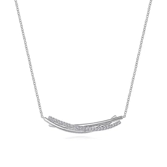 Gabriel & Co White Sapphire Three Row Twist Pendant Necklace in Sterling Silver (0.28ct) - MJ Christensen Diamonds