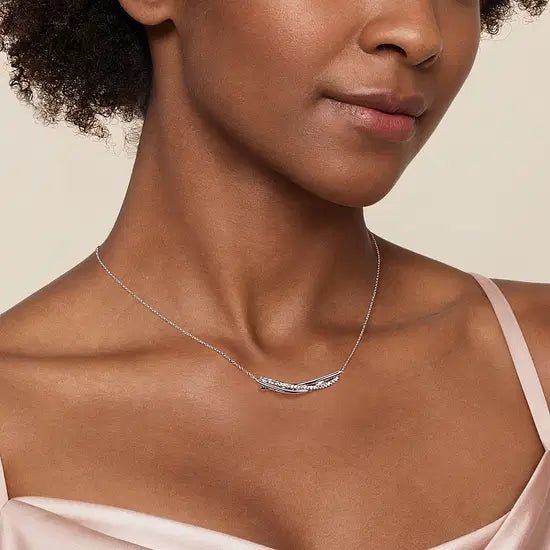 Gabriel & Co White Sapphire Three Row Twist Pendant Necklace in Sterling Silver (0.28ct) - MJ Christensen Diamonds