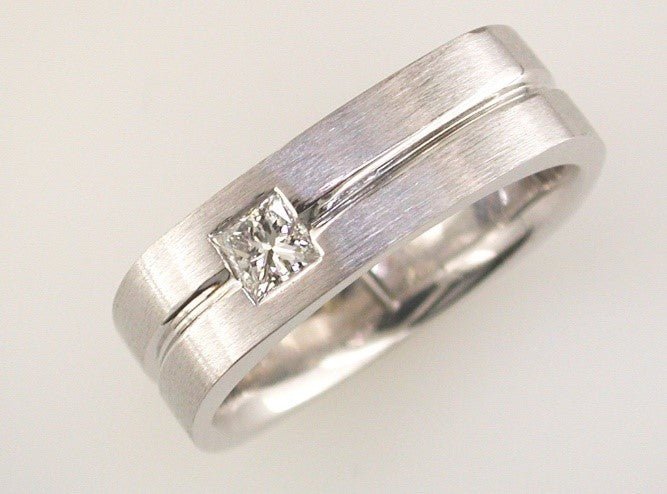 Gents Round Diamond Ring in 18K White Gold (0.32ct) - MJ Christensen Diamonds