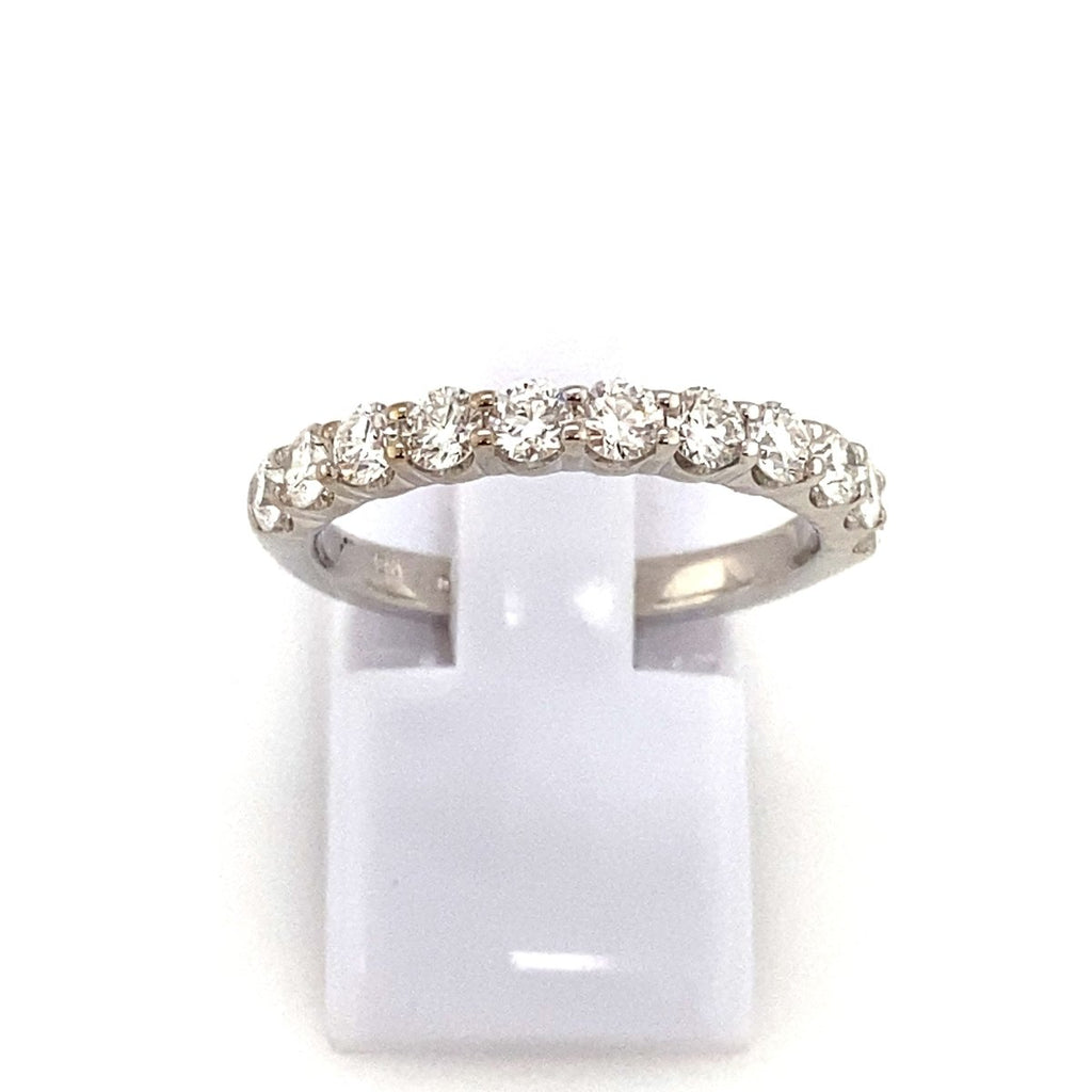 Half Anniversary Band with 1.04ctw Round Diamond Double Shared Prong in 18K White Gold (1.04ctw) - MJ Christensen Diamonds