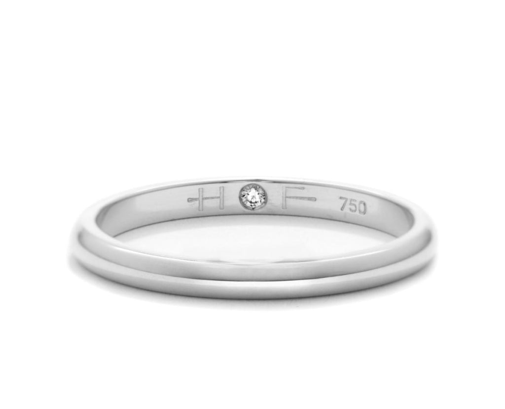 Half Round Comfort Fit 3mm Diamond Inside Band in 18K White Gold - MJ Christensen Diamonds