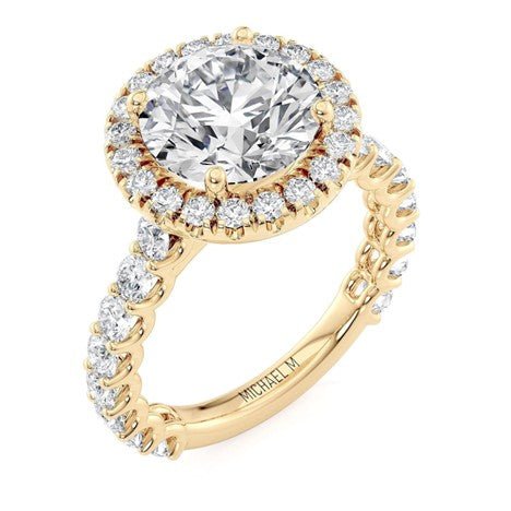 Halo Semi - Mount Engagement Ring with 1.31ctw Diamond in 18K Yellow Gold - MJ Christensen Diamonds