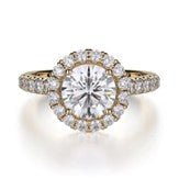Halo Semi - Mount Engagement Ring with Round Diamond Center in 18K Yellow Gold (0.82ctw) - MJ Christensen Diamonds