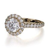 Halo Semi - Mount Engagement Ring with Round Diamond Center in 18K Yellow Gold (0.82ctw) - MJ Christensen Diamonds