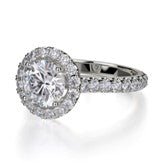 Halo Semi - Mount Engagement Ring with Round Diamond Center in 18K Yellow Gold (0.82ctw) - MJ Christensen Diamonds