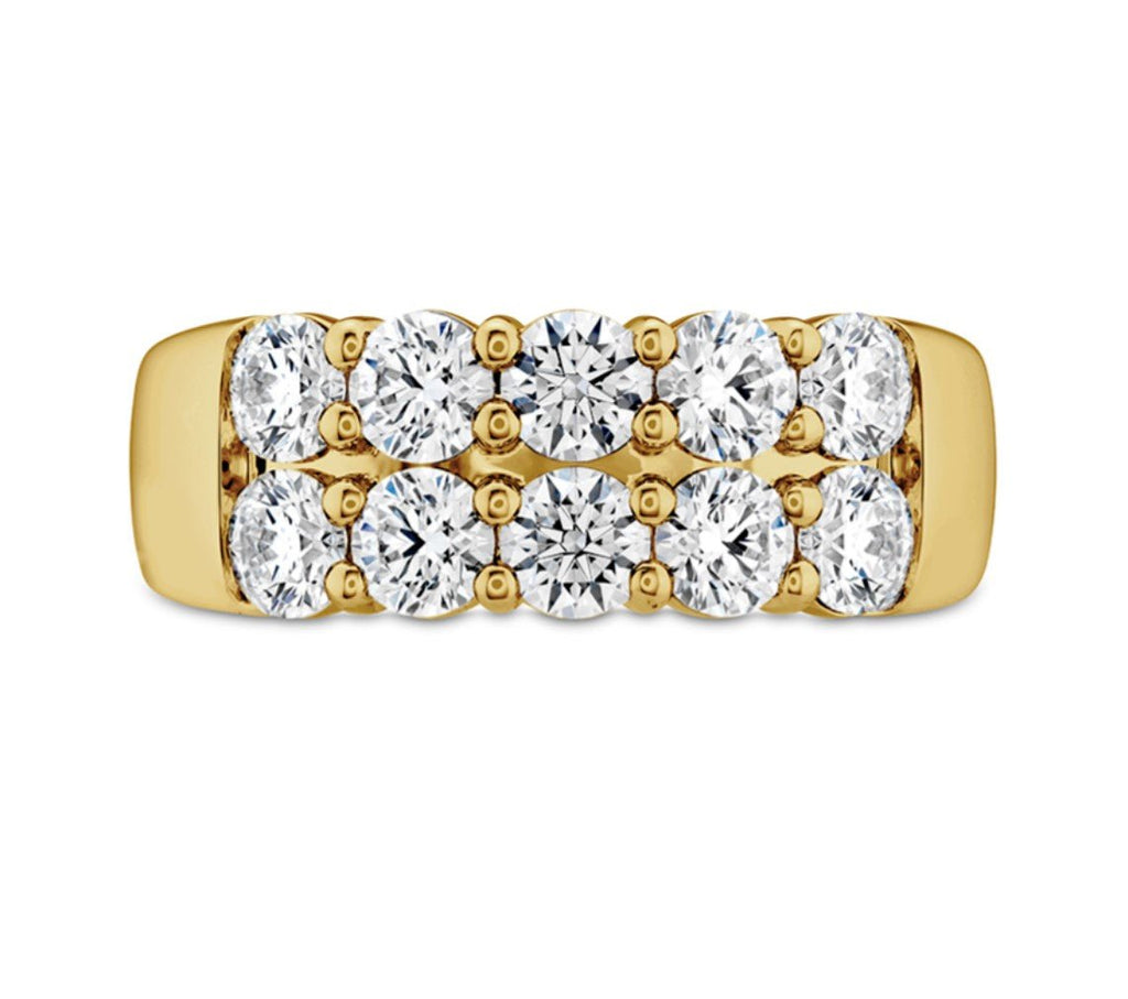 Hearts on Fire 2 Row Signature Fashion Ring in 18K Yellow Gold (1.62ctw) - MJ Christensen Diamonds