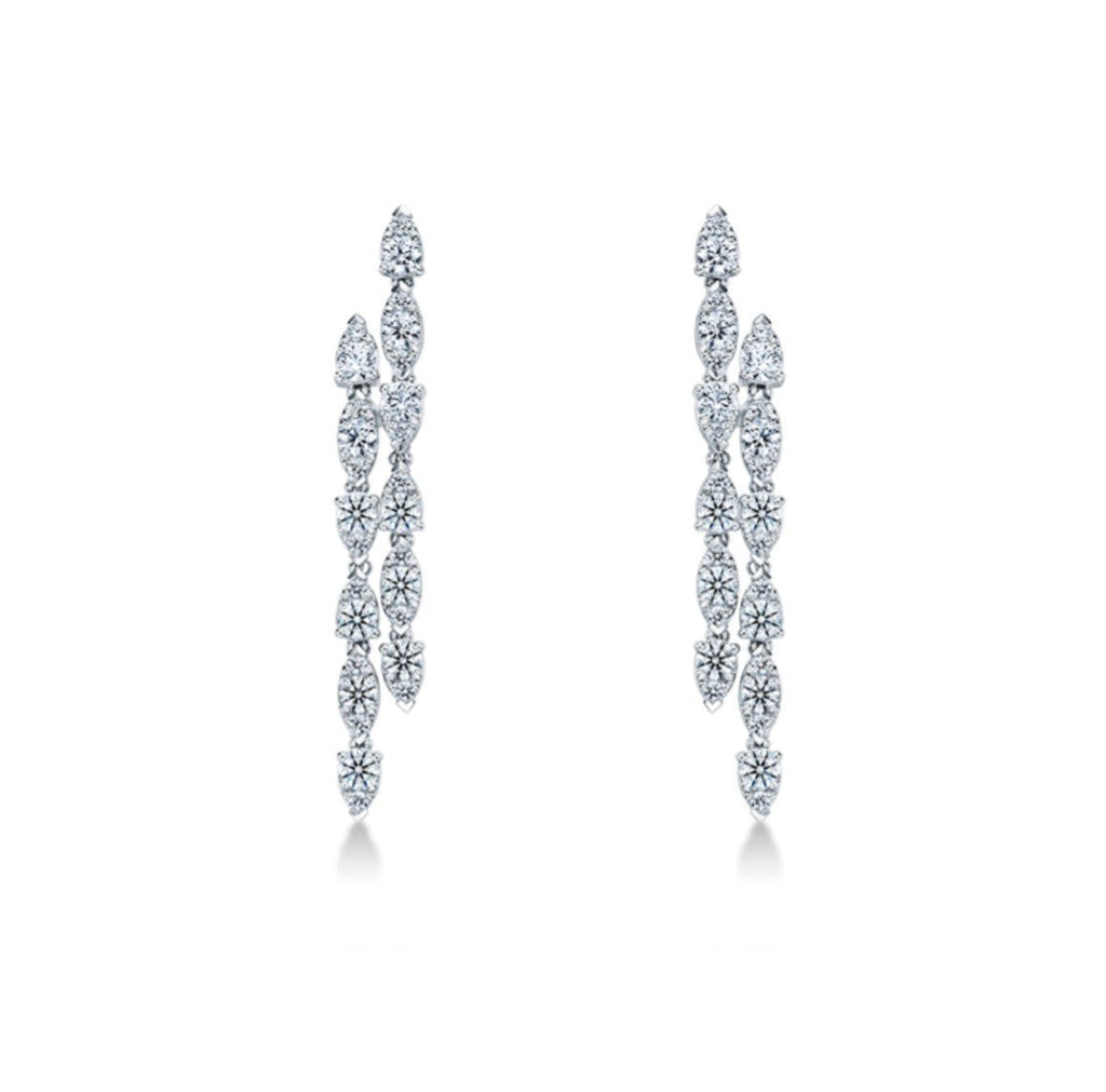 Hearts on Fire Aerial Double Dewdrop Earrings 2.40ctw in 18K White Gold - MJ Christensen Diamonds