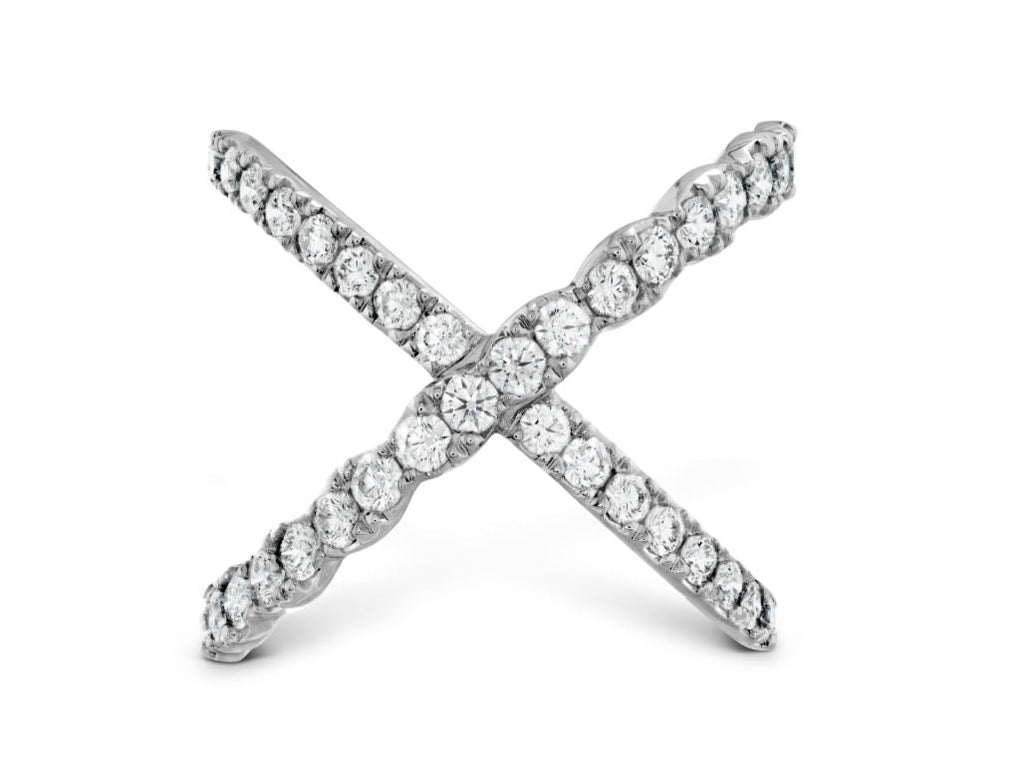 Hearts on Fire Lorelei Criss Cross Fashion Ring in 18K White Gold (1.05ctw) - MJ Christensen Diamonds
