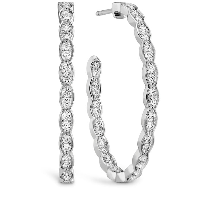 Hearts on Fire Lorelei Oval Inside - Out Hoop Earrings in 18K White Gold (0.85ctw) - MJ Christensen Diamonds