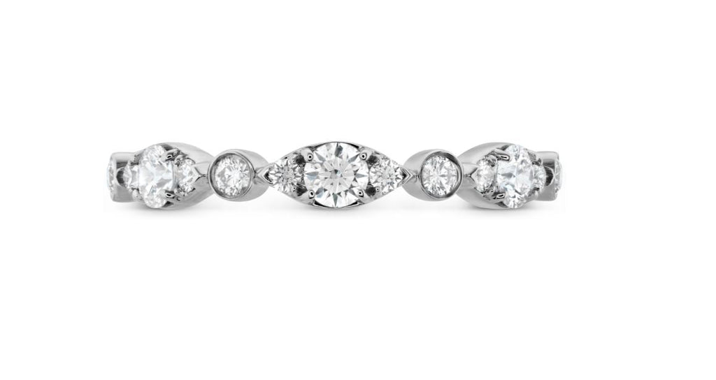 Hearts on Fire Regal Bezel Diamond Band Ring in 18K White Gold (0.45ctw) - MJ Christensen Diamonds