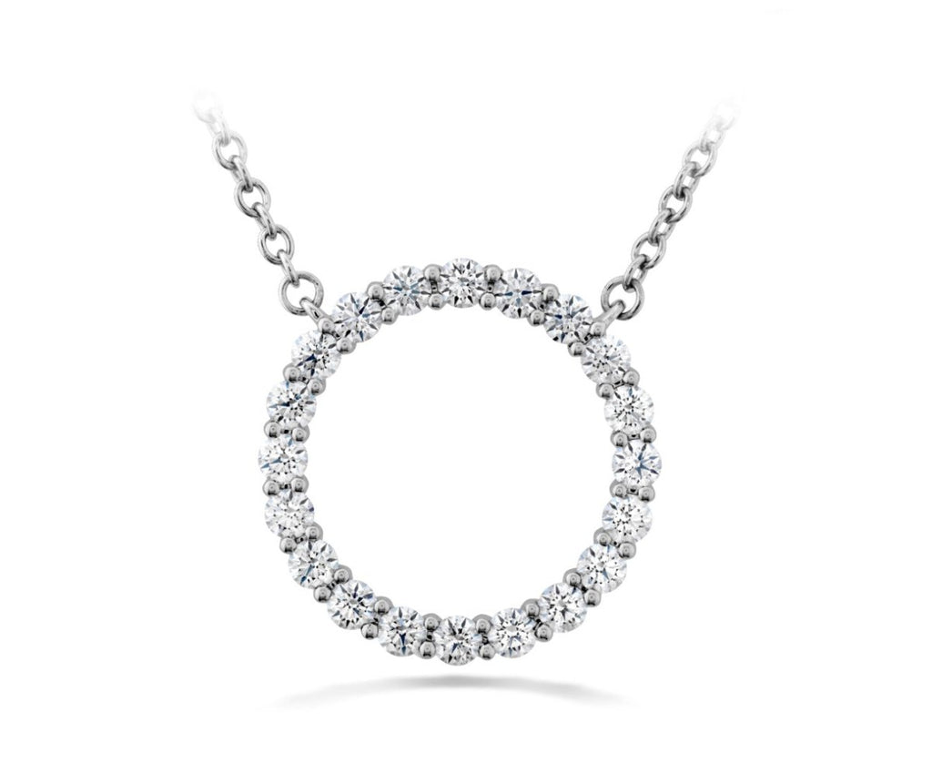 Hearts on Fire Round Brilliant Cut Diamond Signature Medallion Circle Pendant in 18K White Gold (0.39ctw) - MJ Christensen Diamonds