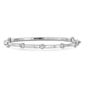 Hearts on Fire Round Diamond Copley Bezel Bangle Bracelet in 18K White Gold (0.16ctw) - MJ Christensen Diamonds