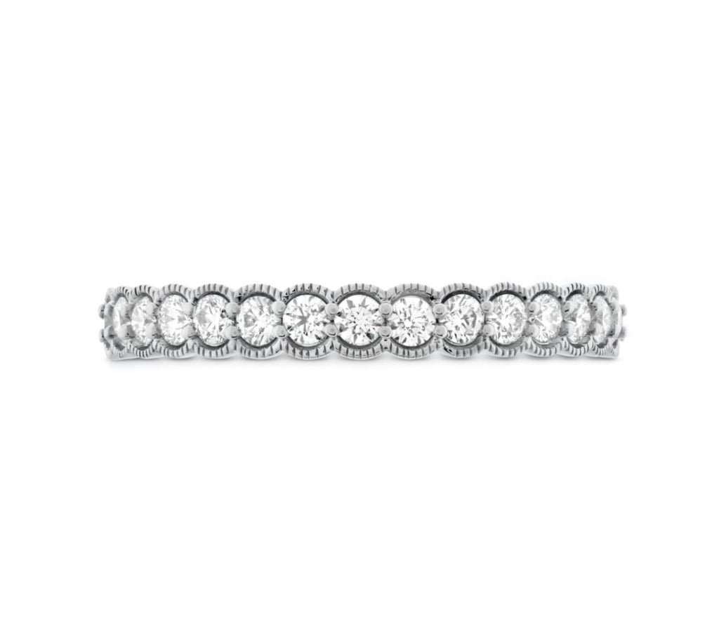 Hearts on Fire Round Diamond Isabelle Milgrain Band in 18K White Gold (.45ctw) - MJ Christensen Diamonds