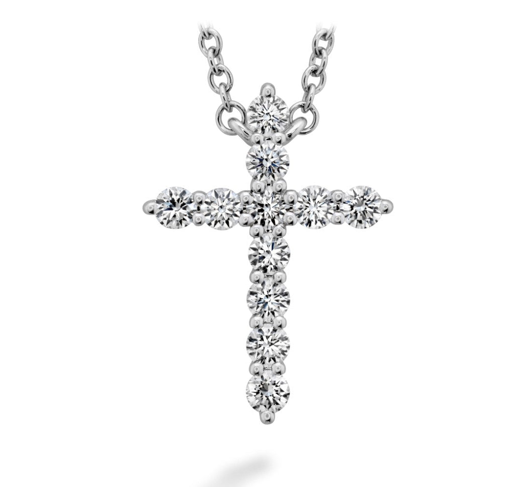 Hearts on Fire Round Diamond Signature Medium Cross Pendant Necklace in 18K White Gold (0.31ctw) - MJ Christensen Diamonds