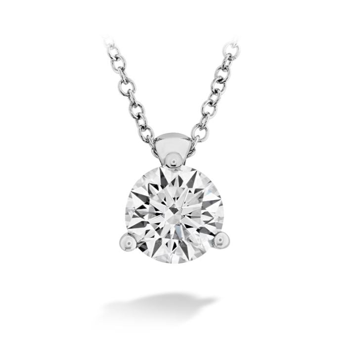 Hearts on Fire Round Diamond Three Prong Solitaire Pendant in 18K White Gold (0.34ctw) - MJ Christensen Diamonds